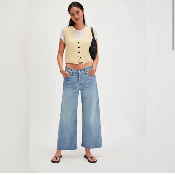 Re/Done Denim - Re/Done NWT Marea Cropped Jeans Women’s Size 26 Wide Leg Mid‎ Rise Light Wash